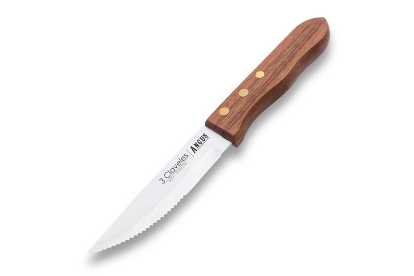 Set van 4 3 Claveles Angus steakmessen 12cm roestvrij staal met essenhouten handvat