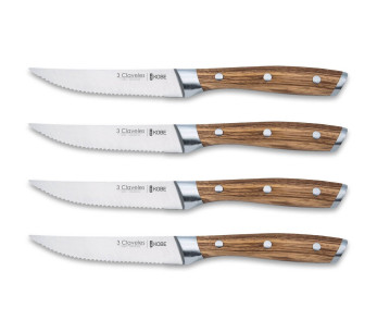 Set bestehend aus 4 Steakmessern 3 Claveles Kobe 11,5cm Edelstahl Griff Kastanie