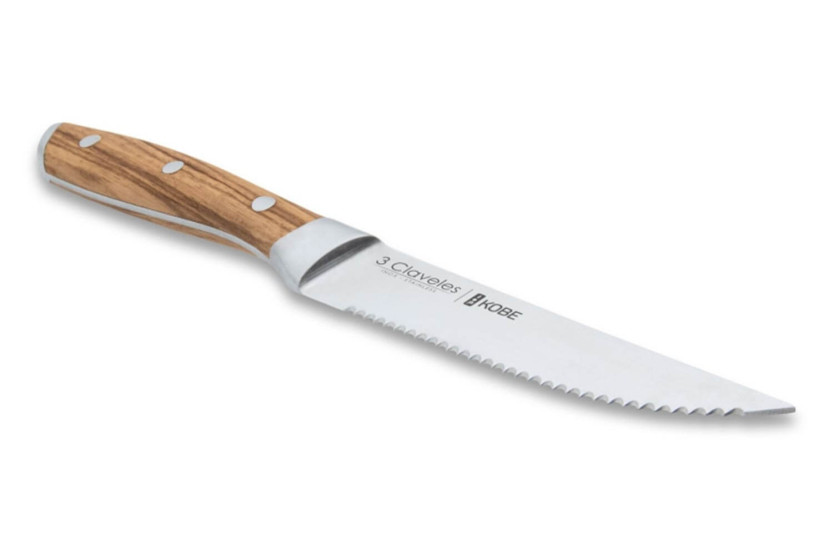 Sæt med 4 3 Claveles Kobe steakknive 11,5 cm i rustfrit stål med kastanjehåndtag