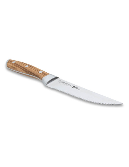 Sæt med 4 3 Claveles Kobe steakknive 11,5 cm i rustfrit stål med kastanjehåndtag