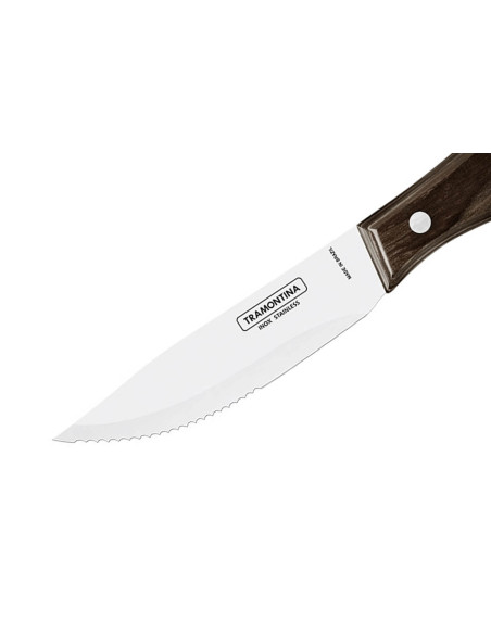 Set mit 12 Steakmessern Tramontina Jumbo Klinge 13cm Holzgriff braun