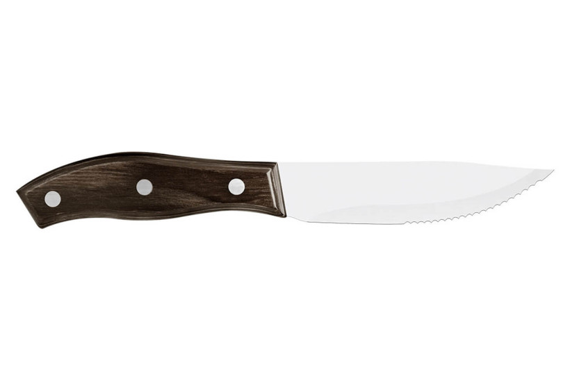 Juego de 12 cuchillos para bife Tramontina Jumbo, hoja de 13 cm, mango de madera marrón