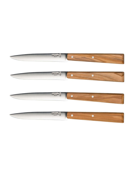 Sæt med 4 Opinel Bon Appétit Sud-knive 11 cm i rustfrit stål med håndtag i oliventræ