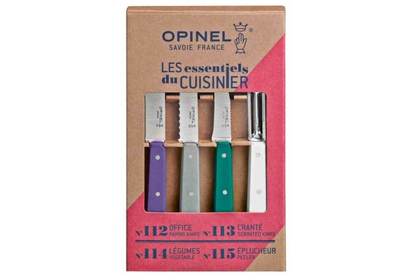 Conjunto de 4 facas Opinel Les Essentiels Art Deco com cabos coloridos