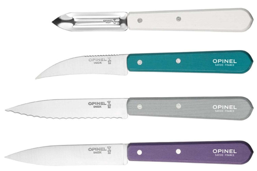 Conjunto de 4 facas Opinel Les Essentiels Art Deco com cabos coloridos
