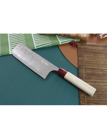 Couteau nakiri japonais artisanal Masakage Kiri 16.5cm damas 49 couches
