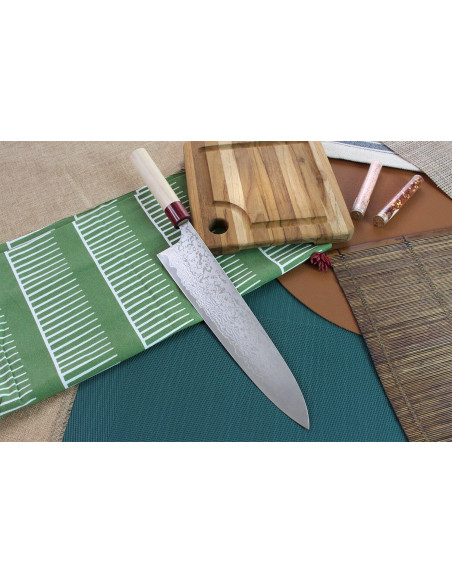 Masakage Kiri 27cm 49 capas damasco cuchillo de cocinero japonés hecho a mano
