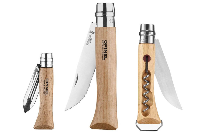 Conjunto de facas Opinel Nomade 3 peças multiusos cabo em faia de aço inoxidável