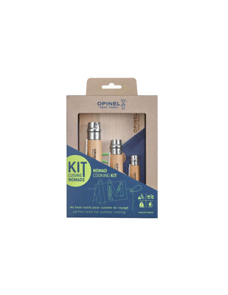 Conjunto de facas Opinel Nomade 3 peças multiusos cabo em faia de aço inoxidável
