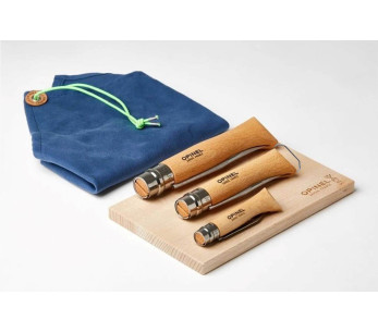 Opinel Nomade 3-delad universalknivset i rostfritt stål med handtag i bokträ