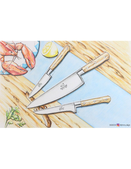 cuchillo universal forjado de sierra Sabatier Brocéliande 12cm mango de haya