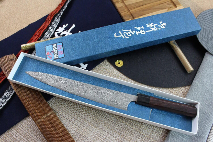 Masakage Kumo 27cm 63-lagers damaskus japansk sujihiki handgjord kniv