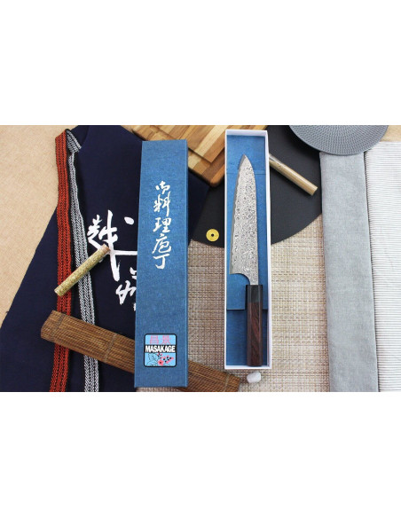 Faca de chef japonesa Masakage Kumo 21cm feita à mão, Damasco 63 camadas