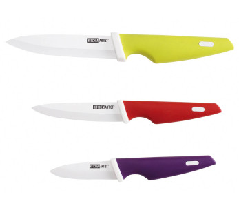 Bloco de 3 facas de cerâmica Kitchen Artist com cabos coloridos 2