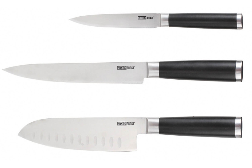 Set de 3 cuchillos de cocina estilo japonés Kitchen Artist, diseño auténtico