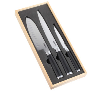 Set di 3 coltelli Kitchen Artist in stile giapponese, design autentico