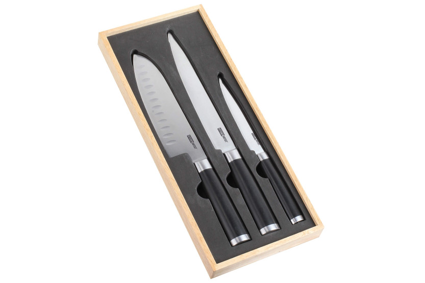 Set de 3 cuchillos de cocina estilo japonés Kitchen Artist, diseño auténtico