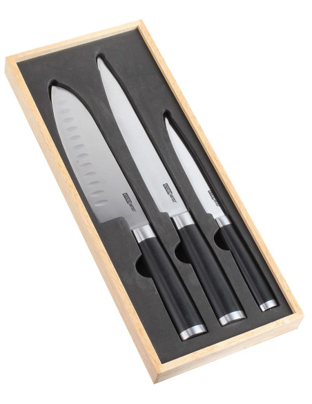 Set de 3 cuchillos de cocina estilo japonés Kitchen Artist, diseño auténtico