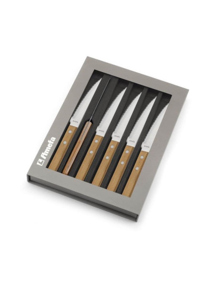 Set di 6 coltelli da pizza Amefa in acciaio inox e legno pakka
