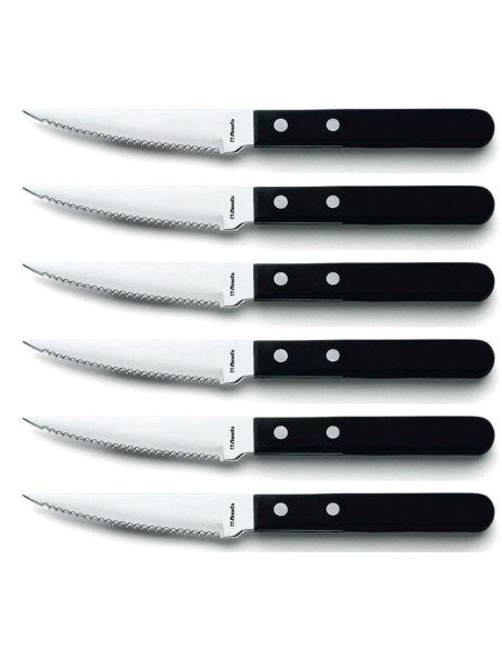 Conjunto de 6 facas para pizza Amefa em aço inoxidável e ABS preto