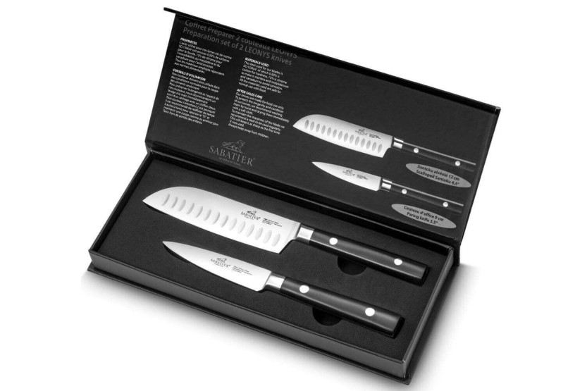 Æske SABATIER International Leonys Office 9 cm + Santoku med granton-kant 12 cm