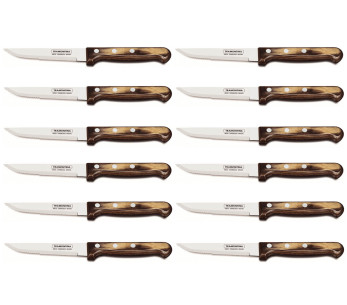 Set di 12 coltelli da bistecca Tramontina Gaucho, lama da 13 cm, manico marrone