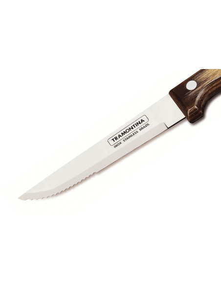 Set di 12 coltelli da bistecca Tramontina Gaucho, lama da 13 cm, manico marrone