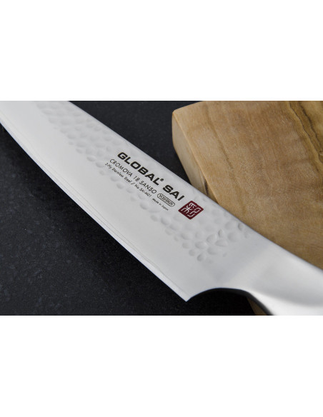 Global Sai M01 Japanese chef ' s knife 14cm hammered blade
