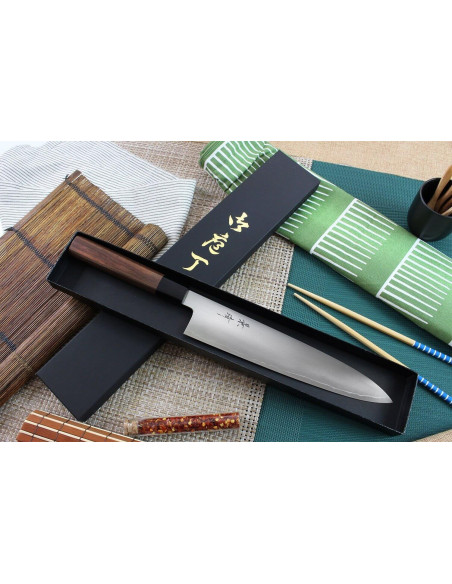 Coltello da cuoco giapponese Kagekiyo Kurumi Ginsan 24 cm fatto a mano