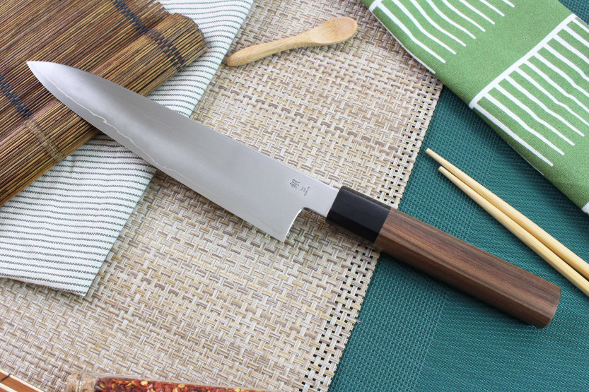 Faca de chef japonesa artesanal Kagekiyo Kurumi Ginsan 21cm