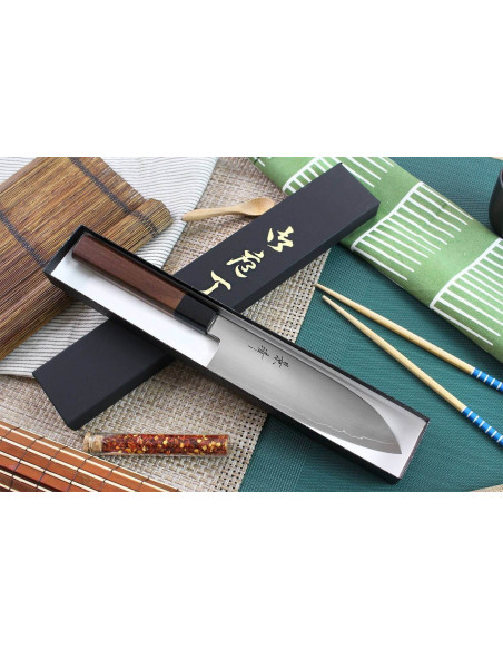 Kagekiyo Kurumi Ginsan 18cm handmade Japanese santoku knife