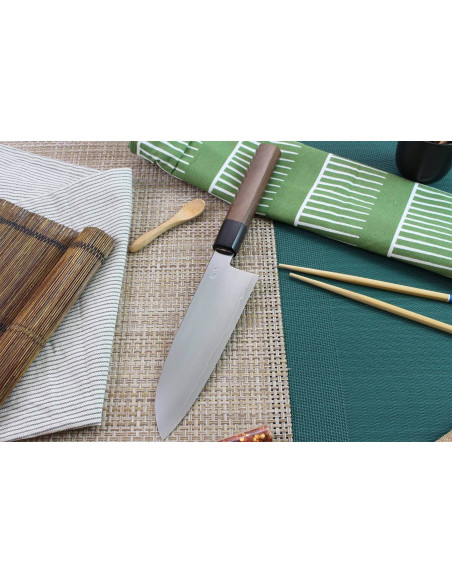 Kagekiyo Kurumi Ginsan 18cm handmade Japanese santoku knife