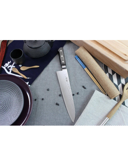 Coltello da chef giapponese Kagekiyo martellato da 24 cm fatto a mano