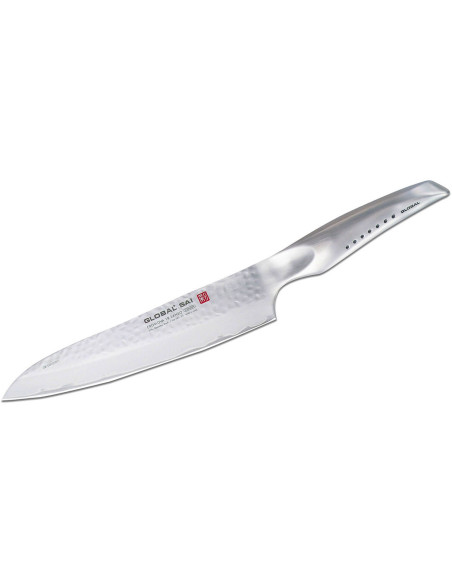 Global Sai 02 Japanese chef ' s knife, hammered blade 21cm