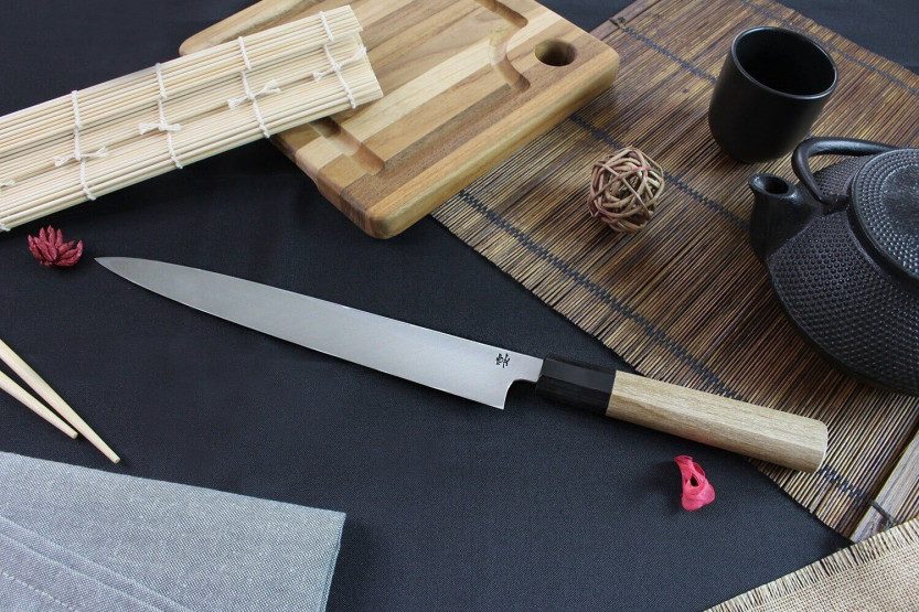 Faca yanagiba japonesa Faca yanagiba Kagekiyo Utage em aço branco de 24 cm feita à mão