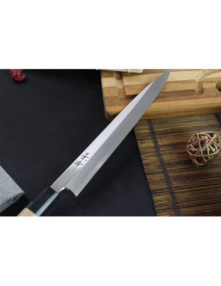 Kagekiyo Utage Acero Blanco 24cm Cuchillo yanagiba japonés Cuchillo yanagiba hecho a mano