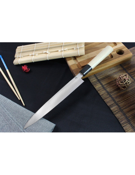 Kagekiyo Utage Acero Blanco 2 21cm Cuchillo yanagiba japonés Cuchillo yanagiba hecho a mano