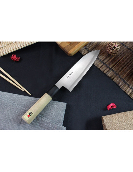 Kagekiyo Utage White Steel 2 18cm handgemaakt Japans santoku mes