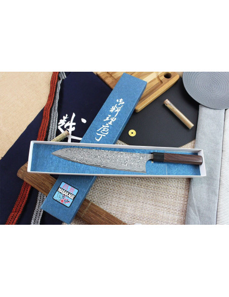 Masakage Kumo 24cm käsintehty japanilainen keittiöveitsi Damascus 63 kerrosta