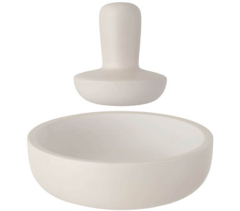 Berghoff grote vijzel 17cm wit steengoed Leo + stamper