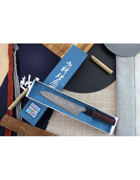 Faca de chef japonesa Masakage Kumo 18cm Damascus 63 camadas feita à mão