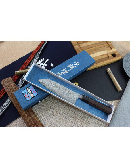 Cuchillo santoku Masakage Kumo 16.5cm 63 capas de damasco, hecho a mano en Japón