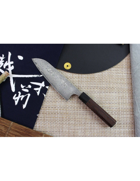 faca santoku Masakage Kumo 16,5 cm, 63 camadas de damasco, feita à mão no Japão
