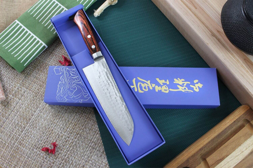 Cuchillo santoku japonais artisanal Masutani 16.5cm martelé
