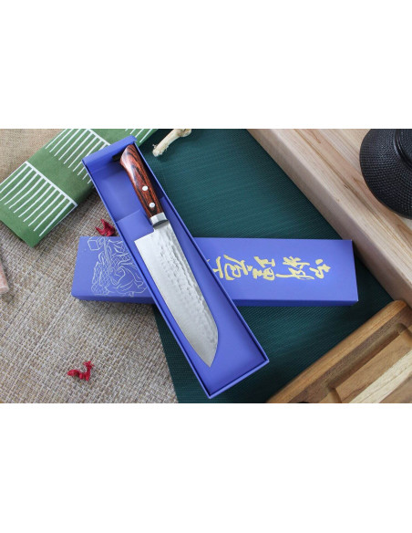 faca santoku Japonês artesanal Masutani 16,5cm martelé