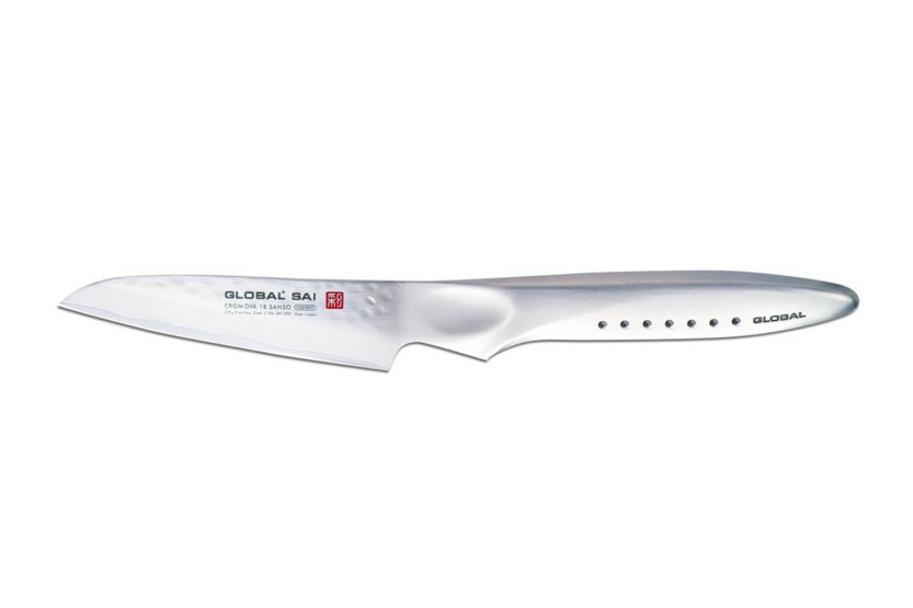 Japanisches Spickmesser Global Sai S03R gerade Klinge gehämmert 9cm