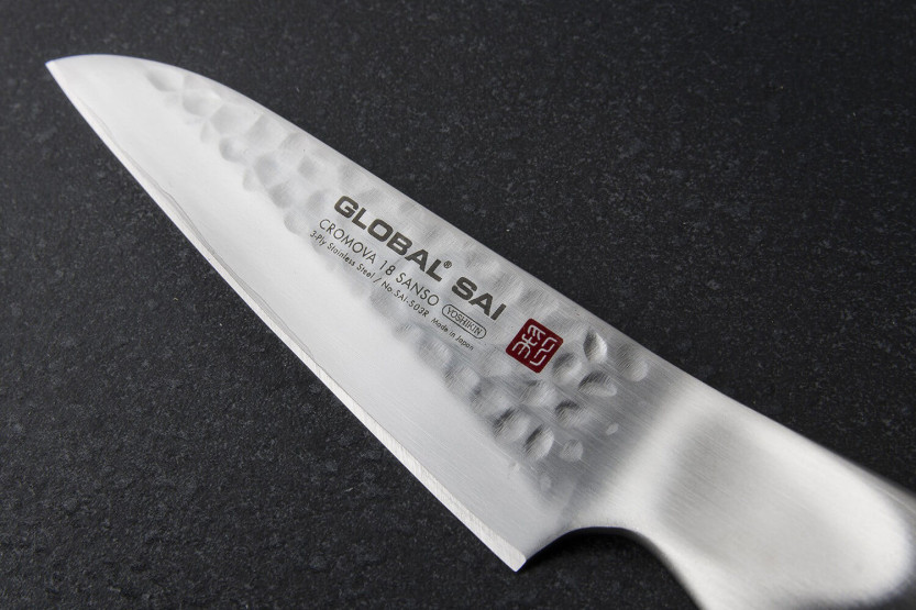 Global Sai S03R Japans schilmesje 9cm recht gehamerd lemmet
