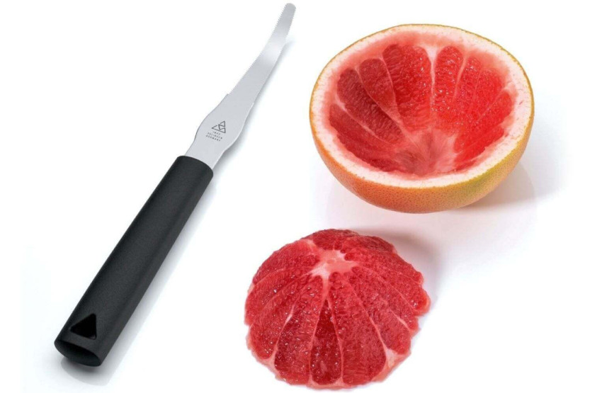 Triangle citrus knife flexible micro serrated blade green grip handle