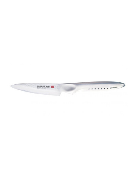 Global Sai S02R Japanese paring knife, 10cm hammered blade
