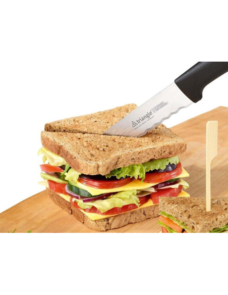 Faca de cozinha triangular de lâmina ondulada em aço inoxidável 16cm